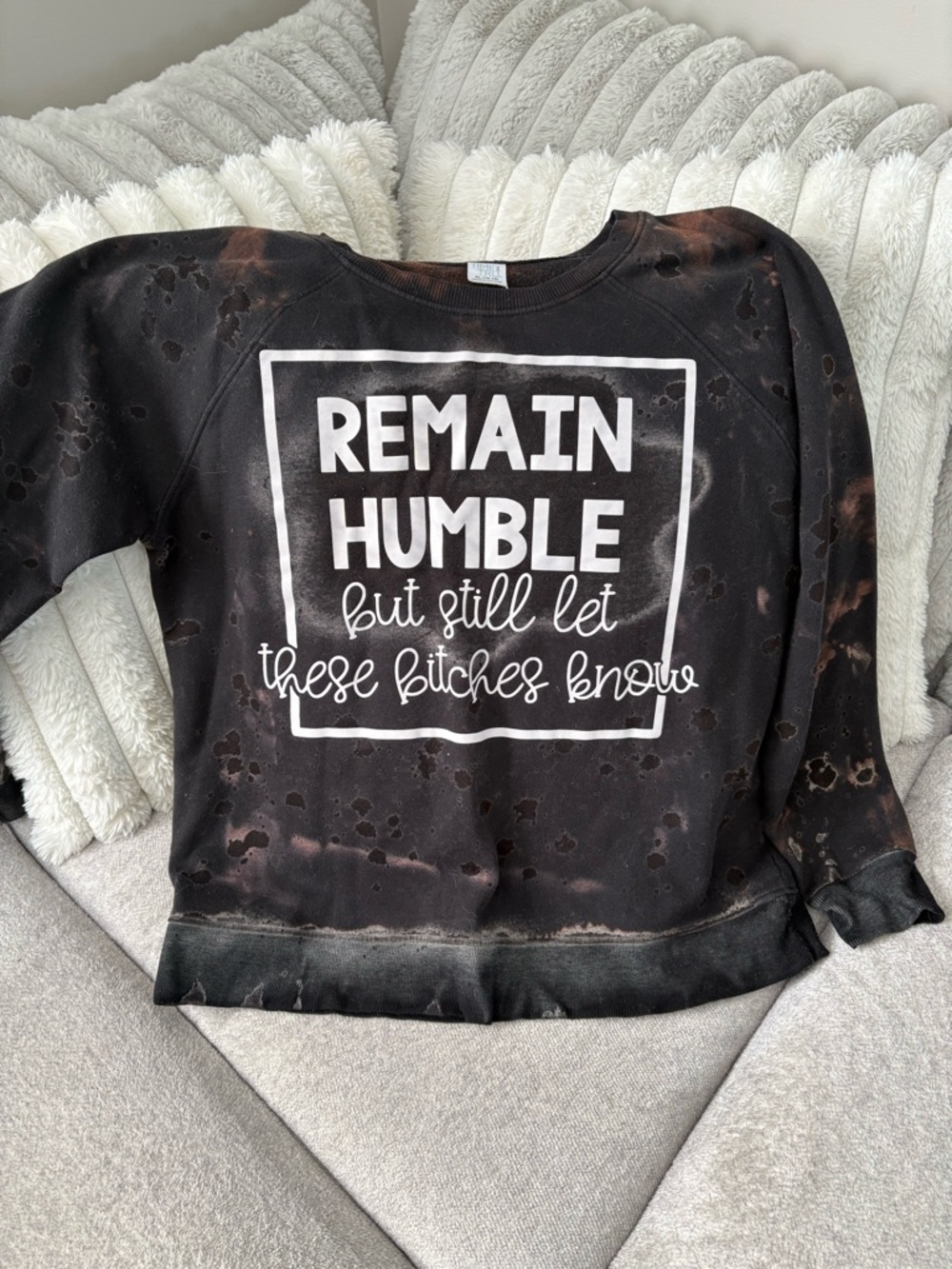 Time and Tru Black Sweatshirt with Rust Accents